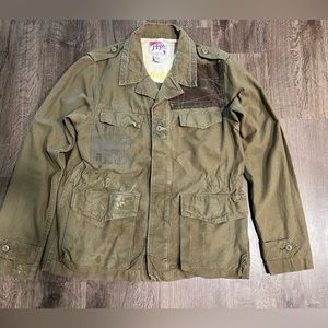 PRPS Green Military Field Patchwork Cotton Jacket Sz MD - Sample